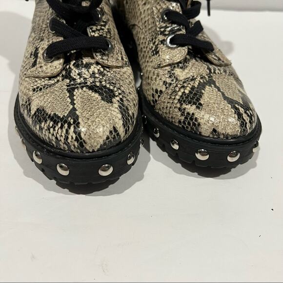 Schutz Women's Andrea Studded Faux Python Snake-Print Leather Combat Boot Size 7 - Picture 3 of 12